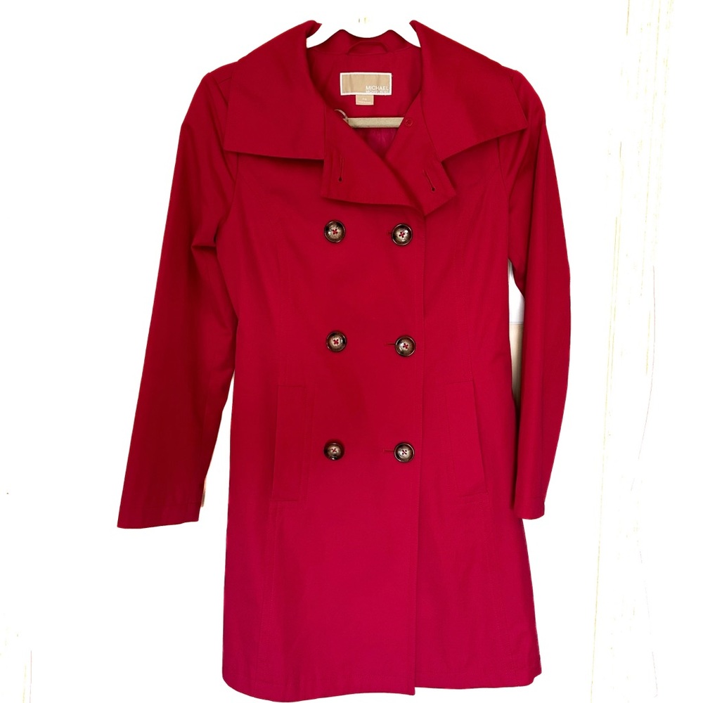 Michael Kors bright pink trench coat